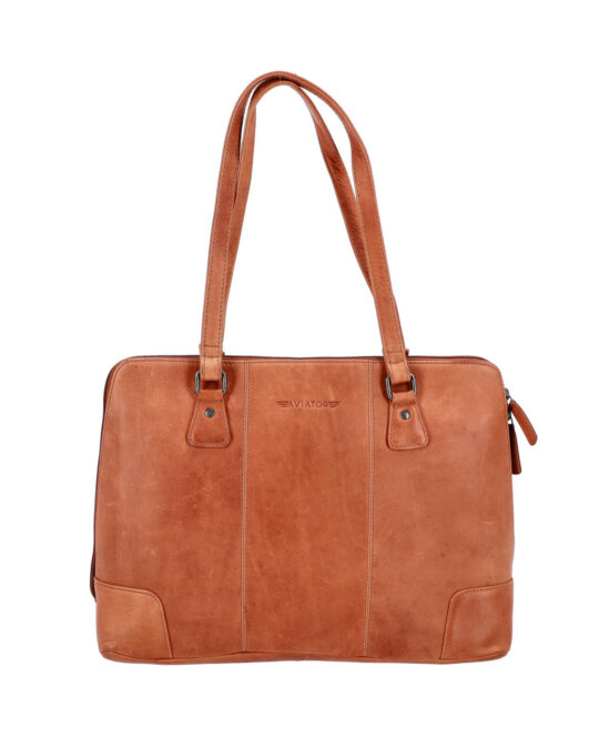 Torba AVIATOR - konjak, usnjena