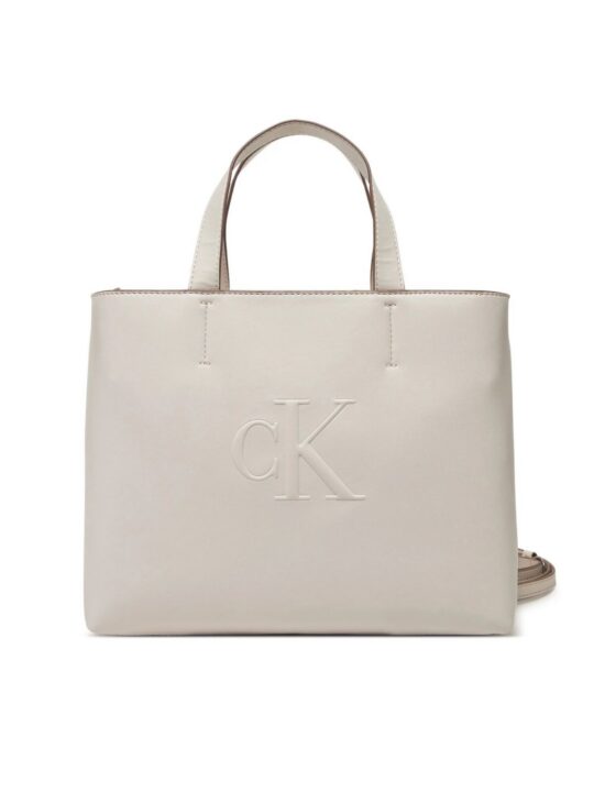 Torbica CALVIN KLEIN Sculpted Mini EW - krem, elegantna