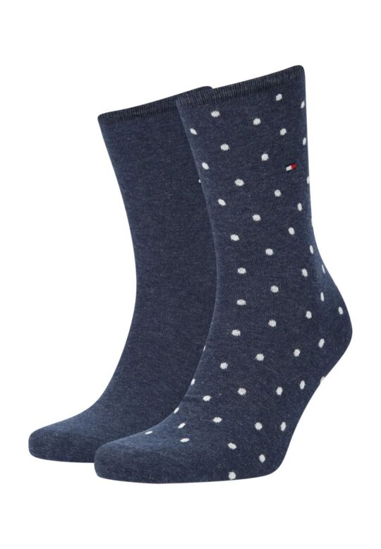 Ženske nogavice TOMMY HILFIGER - dolge, modre, 2 para, 35/38