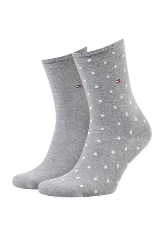 Ženske nogavice TOMMY HILFIGER - dolge, sive (pika), 2 para, 39/42