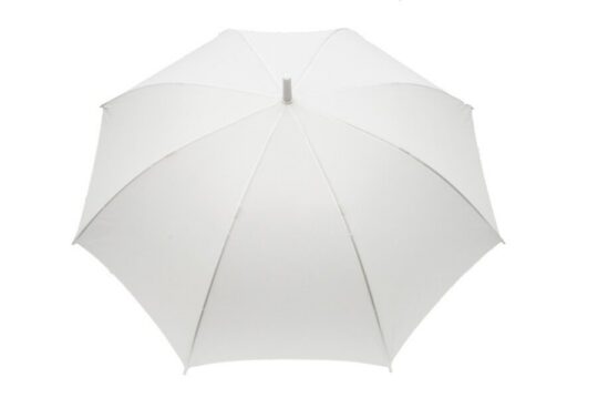 Dežnik - avtomatski, bel, gumiran ročaj