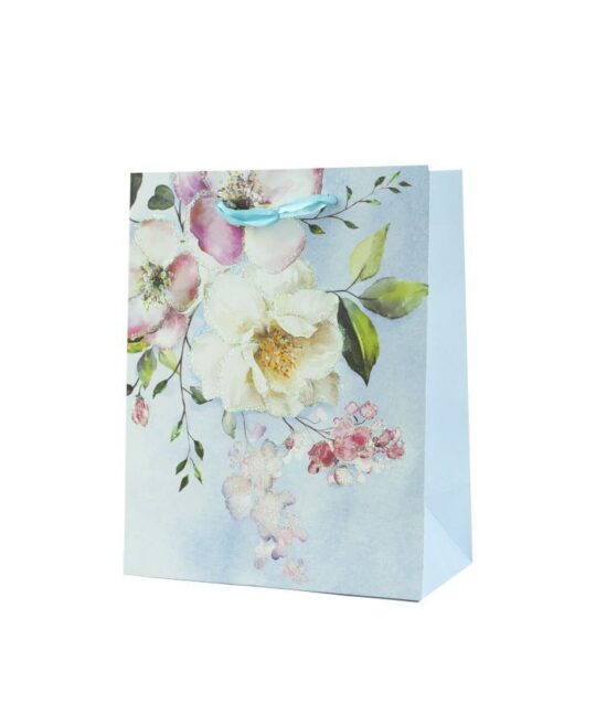 Darilna vrečka - rože, 18x10x23cm