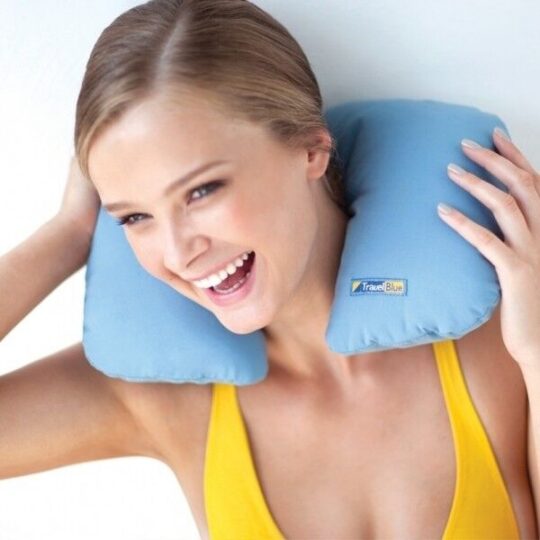 Potovalna blazina TRAVEL BLUE - modra, napihljiva