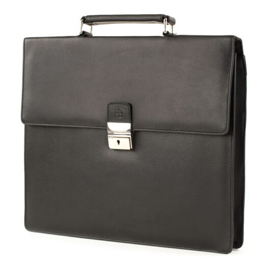 Poslovna torba DOGI - črna, usnjena