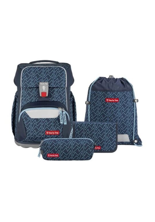 Šolska torba STEP BY STEP - Blue Lines, 4-delni set
