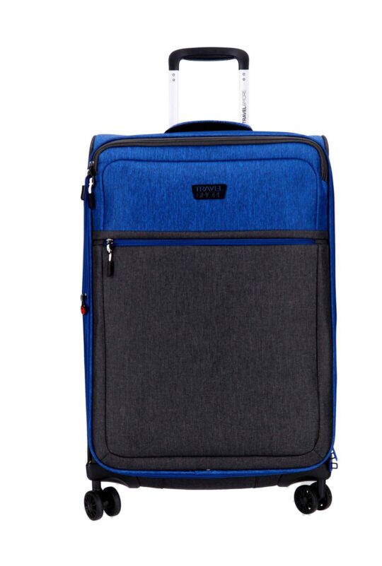 Kovček TRAVEL AND MORE - modro črn, srednji, 65 l