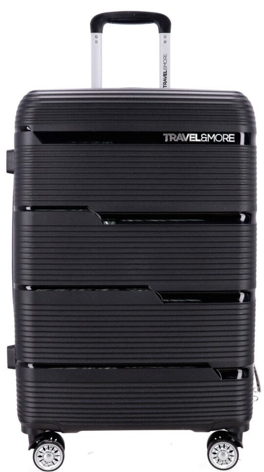 Kovček TRAVEL AND MORE Unbreakable - črn, srednji, trdi, 64 l