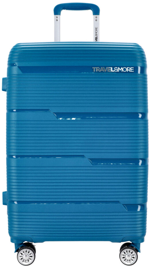 Kovček TRAVEL AND MORE Unbreakable - teal, srednji, trdi, 64 l