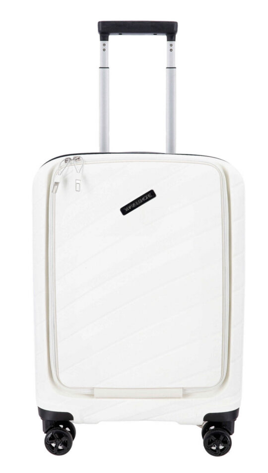 Kabinski kovček TRAVEL AND MORE Unbreakable - bel, trdi, predal, 38 l