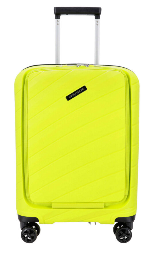 Kabinski kovček TRAVEL AND MORE Unbreakable - lime, trdi, predal, 38 l