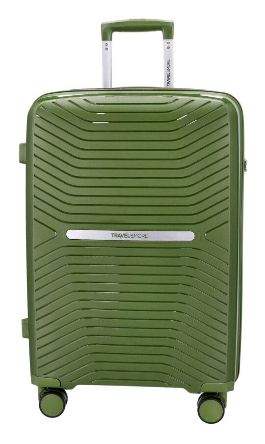 Kovček TRAVEL AND MORE Unbreakable - srednji, army zelen, trdi, 65 l