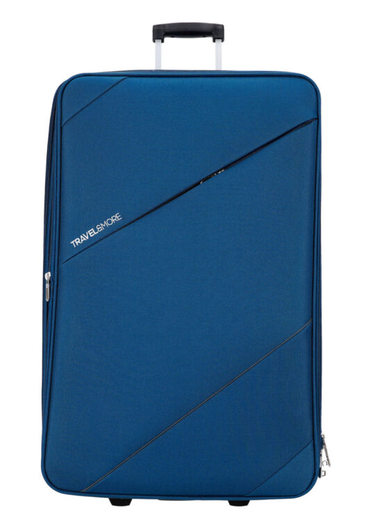 Kovček TRAVEL AND MORE - velik, temno moder, trdi, 80 l