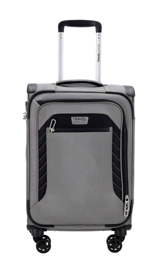 Kabinski kovček TRAVEL AND MORE - siv, mehak, 36 l