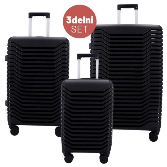 3-delni set potovalnih kovčkov WANDERLUCK - črni, velik, srednji, mali