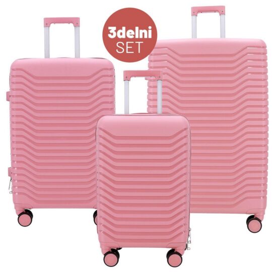 3-delni set potovalnih kovčkov WANDERLUCK - roza, velik, srednji, mali