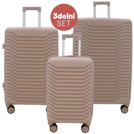 3-delni set potovalnih kovčkov WANDERLUCK - zlat, velik, srednji, mali