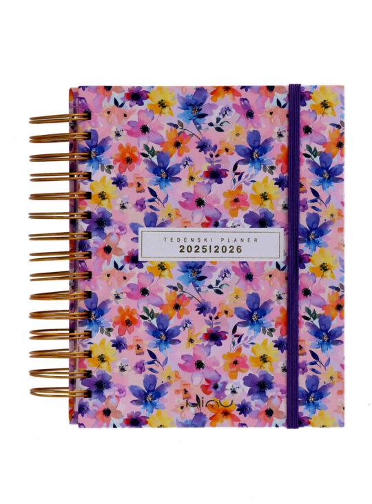 Planer MIAU - mladinski, 16-mesečni, tedenski, 2026, flower pink