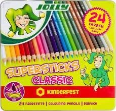 Barvice JOLLY Kinderfest - 24 barv, kovinska škatla
