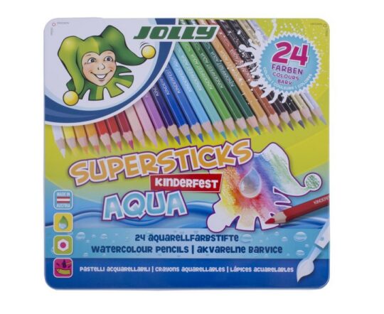 Barvice JOLLY Supersticks Aqua - kovinska škatla, 24 barv