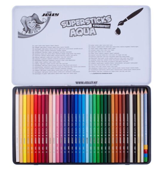 Barvice JOLLY Supersticks Aqua - kovinska škatla, 36 barv