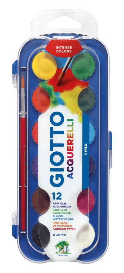 Vodene barvice GIOTTO - 12 barv, 30 mm