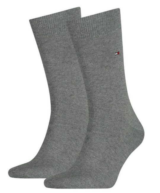 Moške nogavice TOMMY HILFIGER - dolge, sive, 2 para, 43/46