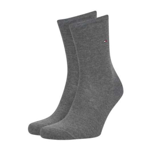 Ženske nogavice TOMMY HILFIGER - dolge, sive, 2 para, 39/42