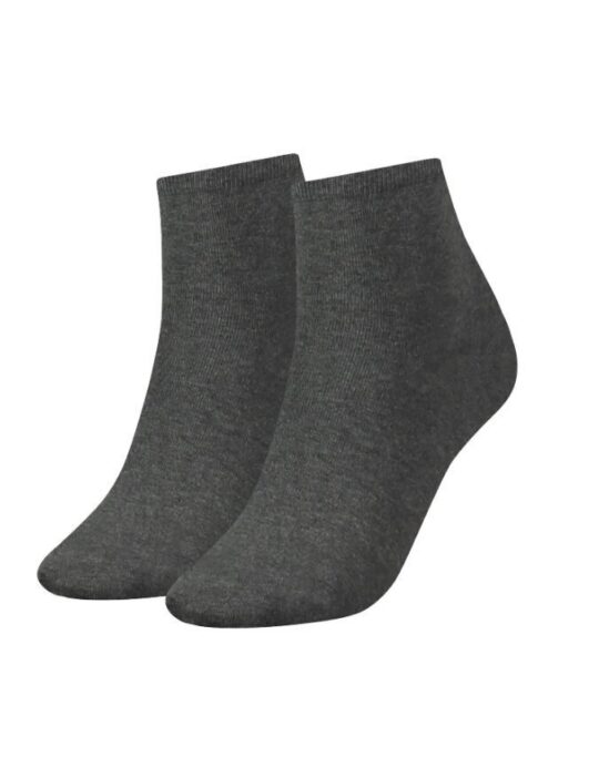 Ženske nogavice TOMMY HILFIGER - kratke, sive, 2 para, 35/38