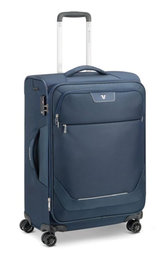 Kovček JOY Blue - moder, srednji, razširljiv, 70-78 l