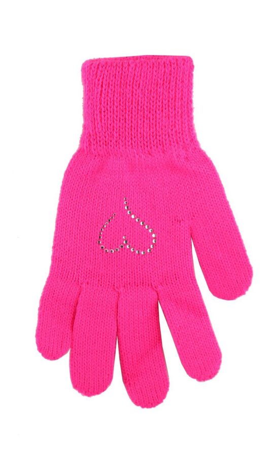 Rokavice CAPU - dekliške, roza, s kristali Swarovski