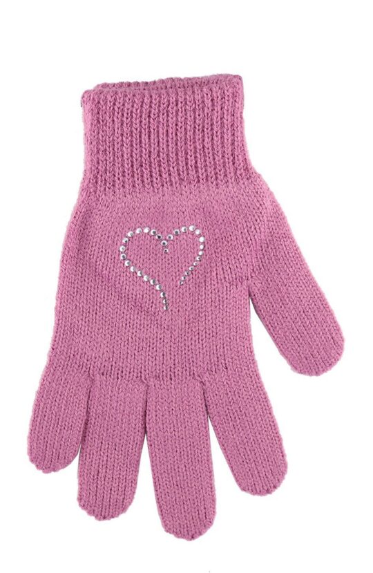 Rokavice CAPU - dekliške, svetlo vijolične, s kristali Swarovski