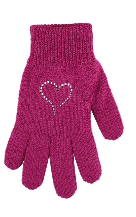 Rokavice CAPU - dekliške, temno vijolične, s kristali Swarovski