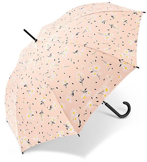 Dežnik BENETTON Flowers Pink Salt - dolg, rožnat