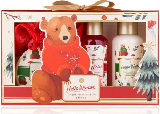 Darilni set ACCENTRA Winter - gel, losjon, bombica 70g, mrežica 15g