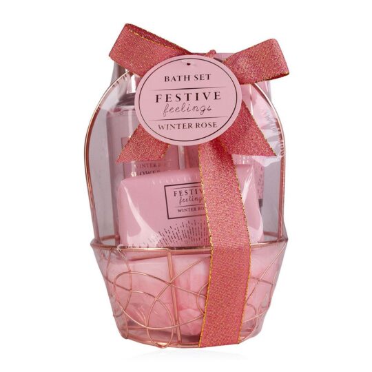Darilni set ACCENTRA Rose Festive Feelings - peneča kopel, losjon, sol
