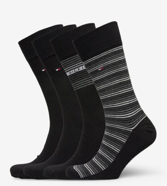 Moške nogavice TOMMY HILFIGER - dolge, črne, 4 pari, 43/46