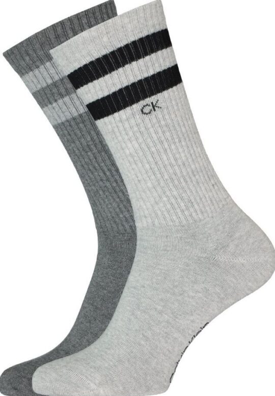 Moške nogavice CALVIN KLEIN - dolge, svetlo sive, 2 para, 43/46