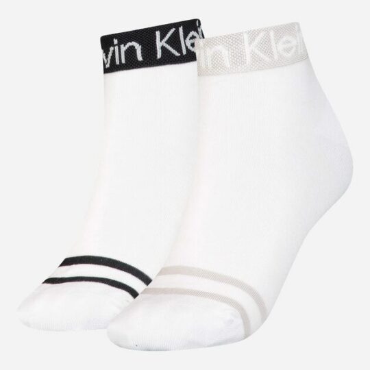 Ženske nogavice CALVIN KLEIN - četrtinske, bele, 2 para, 36/41