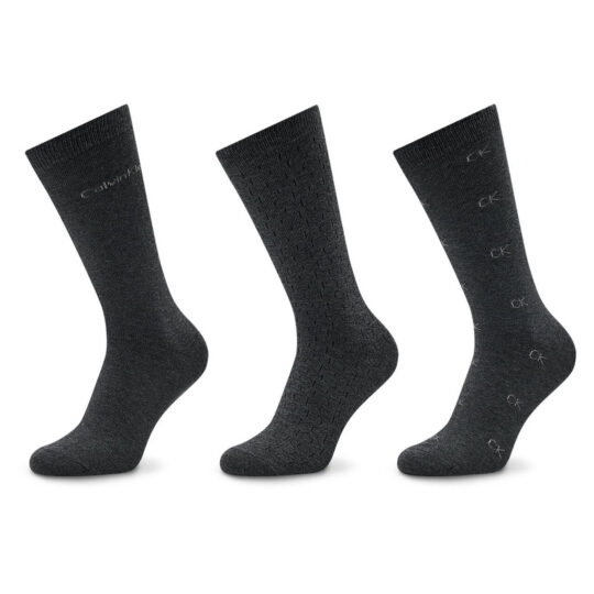 Moške nogavice CALVIN KLEIN - dolge, sivo, 3 pari, one size