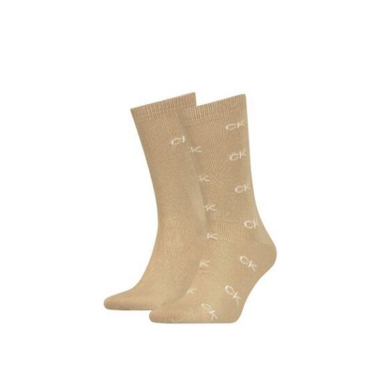 Moške nogavice CALVIN KLEIN - dolge, bež, 2 para, one size