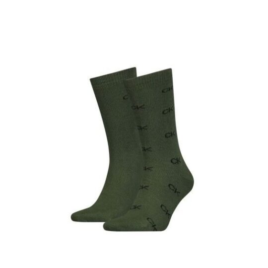 Moške nogavice CALVIN KLEIN - dolge, olivne, 2 para, one size