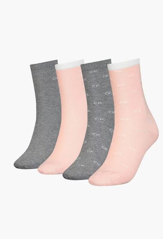 Ženske nogavice CALVIN KLEIN - dolge, roza, 4 pari, one size