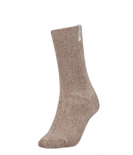 Ženske nogavice CALVIN KLEIN - dolge, bež, 1 par, one size