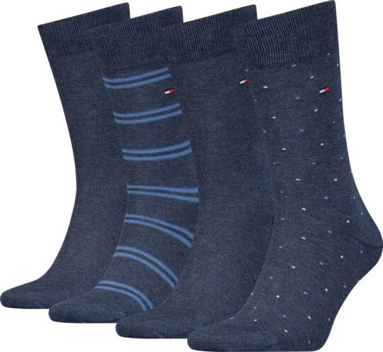 Moške nogavice TOMMY HILFIGER - dolge, jeans, 4 pari, 43/46