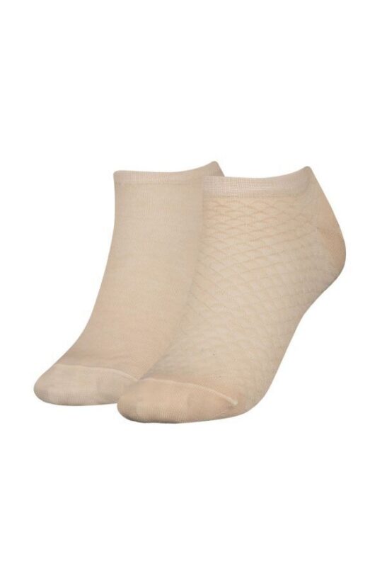 Ženske nogavice TOMMY HILFIGER - kratke, bež, 2 para, 39/42