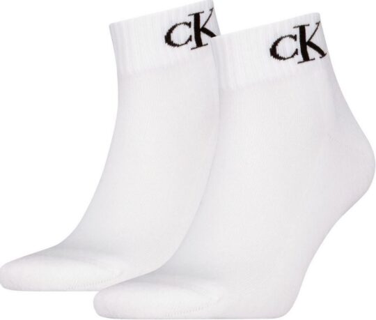 Moške nogavice CALVIN KLEIN - četrtinske, bele, 2 para, 43/46