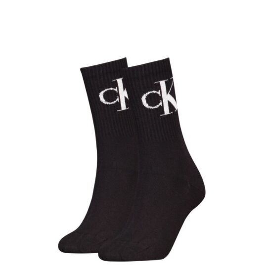 Ženske nogavice CALVIN KLEIN - dolge, črne, 2 para, 35/38