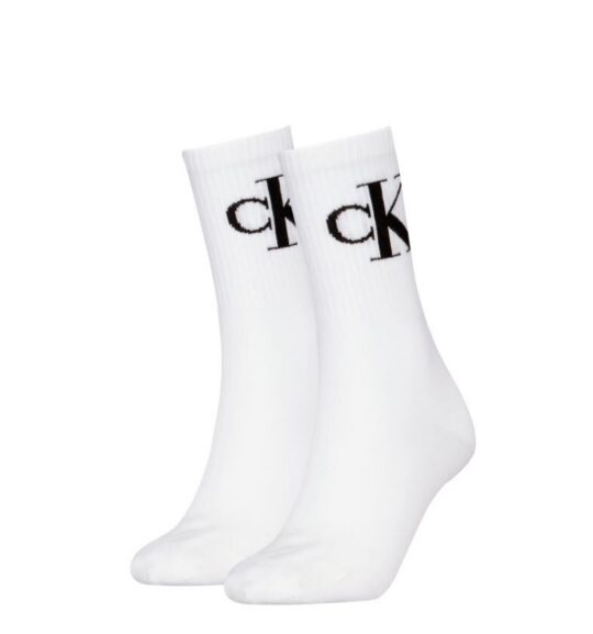 Ženske nogavice CALVIN KLEIN - dolge, bele, 2 para, 35/38