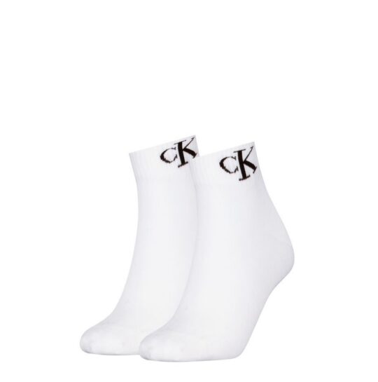 Nogavice CALVIN KLEIN - četrtinske, bele, 2 para