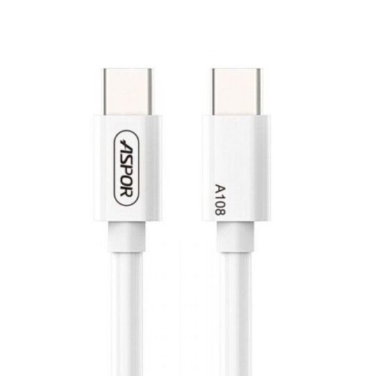 Kabel polnilni ASPOR TYPE-C/TYPE-C - 100W, 2 m, bela